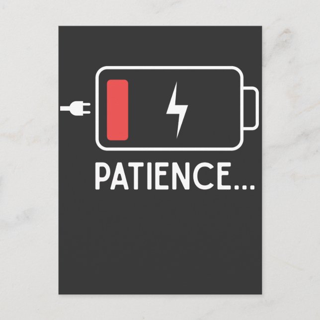 Funny Patience Mama und Vater Low Battery New Baby Postkarte (Vorderseite)