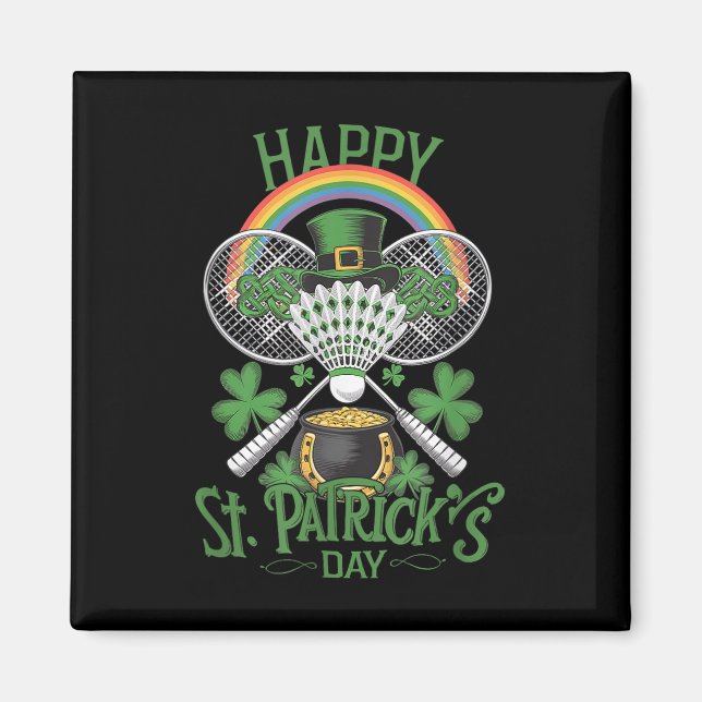 Funny Patricks Day Badminton Kostüm Vierblatt Clo Magnet (Vorne)