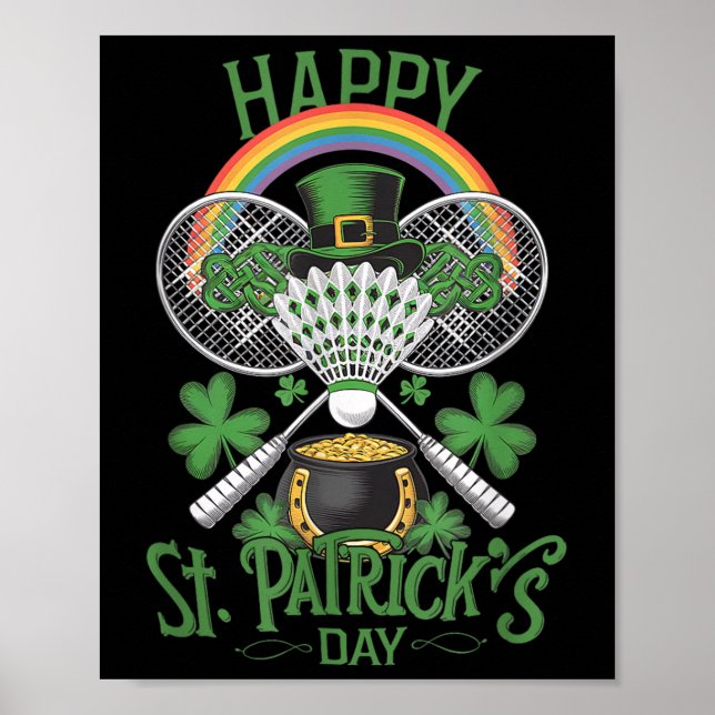 Funny Patricks Day Badminton Kostüm Vierblatt Clo Poster (Vorne)