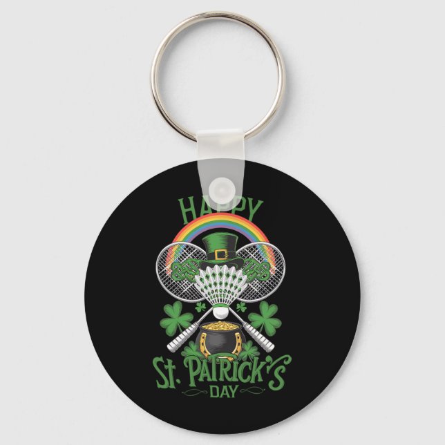 Funny Patrick's Day Dminton Kostüm Vierblatt Clov Schlüsselanhänger (Vorderseite)