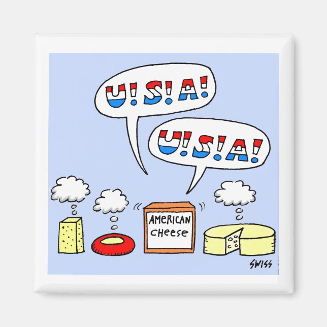 Funny Patriotic American Chese Cartoon USA Chant Magnet (Vorne)