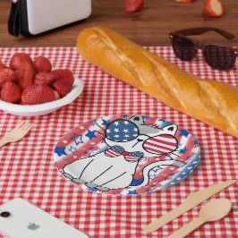 Funny Patriotic Cat Paper Plate Pappteller