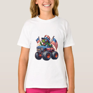 Funny Patriotic Dinosaur T Rex auf Monster Truck T-Shirt