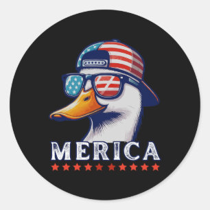 Funny Patriotic Duck Liebhaber 4. Juli Funny Duck Runder Aufkleber