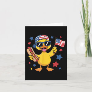 Funny Patriotic Duck Usa Flag 4. Juli Hotdog B Karte
