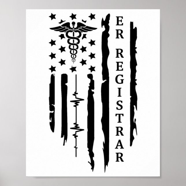Funny Patriotic Er Registrar Nurse Gift Usa Flag 4 Poster (Vorne)