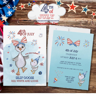 Funny Patriotic Gans Red, White and Loose Einladung