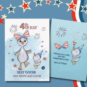 Funny Patriotic Gans Red, White and Loose Feiertagskarte