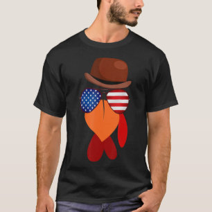 Funny Patriotic Glasses Turkey Face Bow Krawatte P T-Shirt