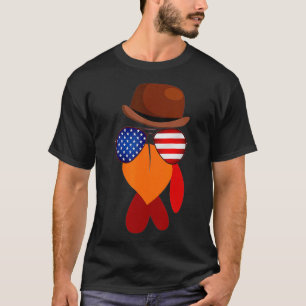 Funny Patriotic Glasses Turkey Face Bow Krawatte T T-Shirt