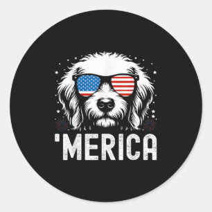 Funny Patriotic Golden Retriever Merica Happy 4. Runder Aufkleber