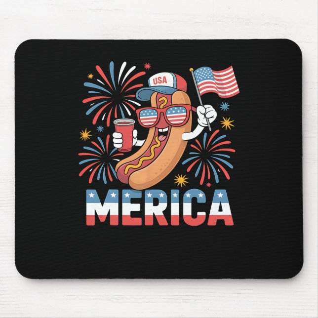 Funny Patriotic Hotdog merica Style 4. Juli Bb Mousepad (Vorne)
