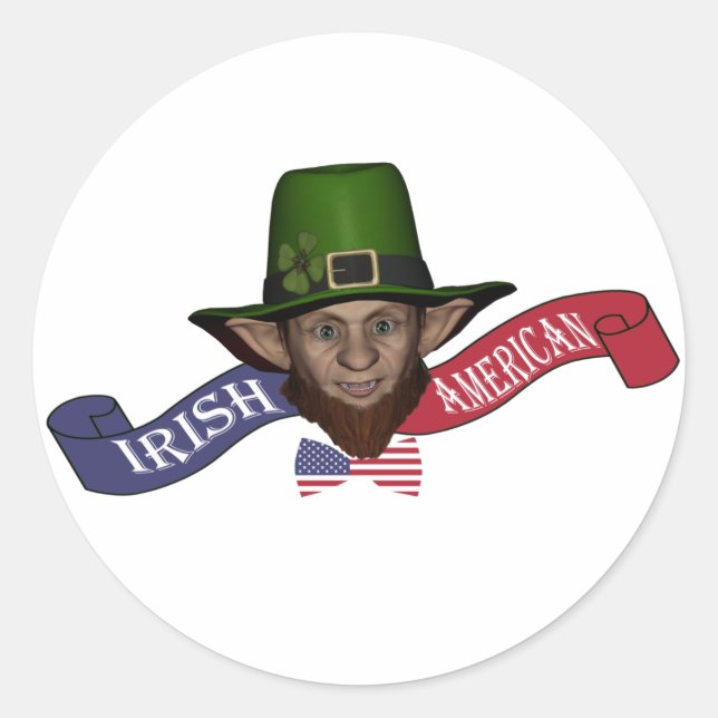 Funny patriotic Irish American leprechaun Runder Aufkleber (Vorderseite)
