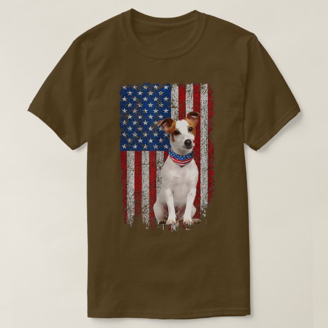Funny Patriotic Jack Russell Terrier American Flag T-Shirt (Design vorne)
