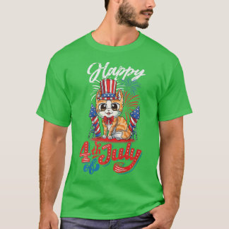 Funny Patriotic Katze Happy 4. Juli Unabhängigkeit T-Shirt