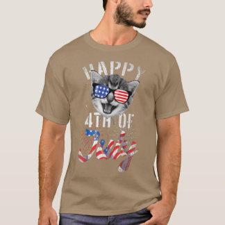 Funny Patriotic Katze Happy 4. Juli Unabhängigkeit T-Shirt