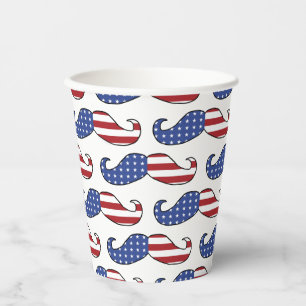 Funny Patriotic Mustache Pattern Pappbecher
