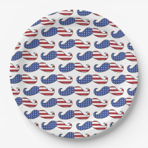 Funny Patriotic Mustache Pattern Pappteller