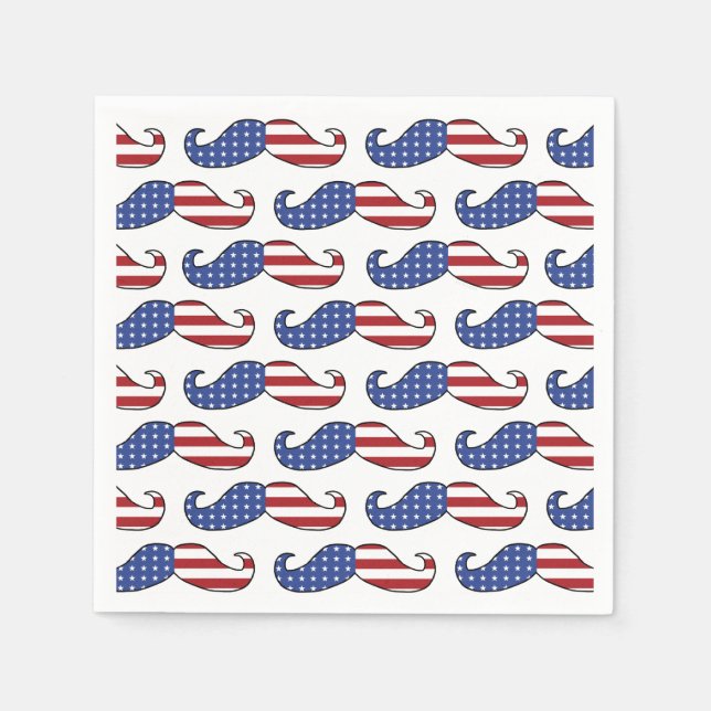 Funny Patriotic Mustache Pattern Serviette (Vorderseite)