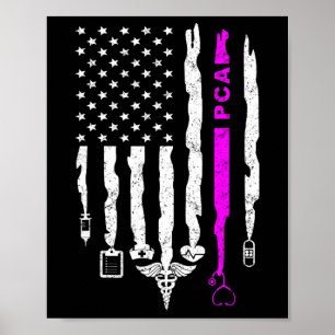 Funny Patriotic Pca Usa Flag Nurses Week Geschenke Poster