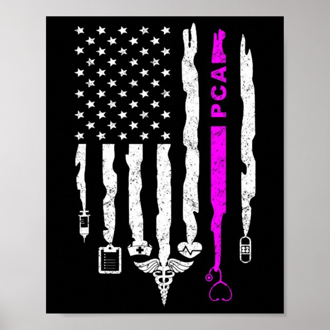 Funny Patriotic Pca Usa Flag Nurses Week Geschenke Poster (Vorne)