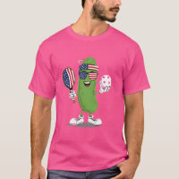 Funny Patriotic Pickle Playing Pickleball American