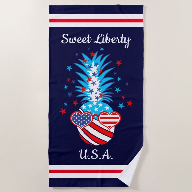 Funny Patriotic Pineaple Strandtuch (Vorderseite)