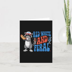 Funny Patriotic Raccoon Red White and Ferry 4. Karte