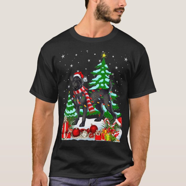 Funny Patterdale Terrier Dog Christmas Tree T-Shirt (Vorderseite)