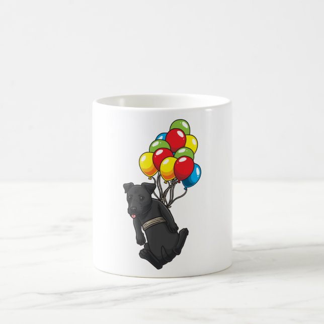 Funny Patterdale Terrier Hund mit Balloons Kaffeetasse (Mittel)