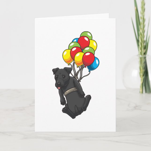 Funny Patterdale Terrier Hund mit Balloons Karte (Vorderseite)