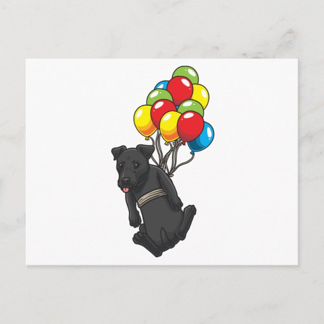 Funny Patterdale Terrier Hund mit Balloons Postkarte (Vorderseite)