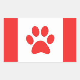 Funny Paw Canadian Flag Rechteckiger Aufkleber