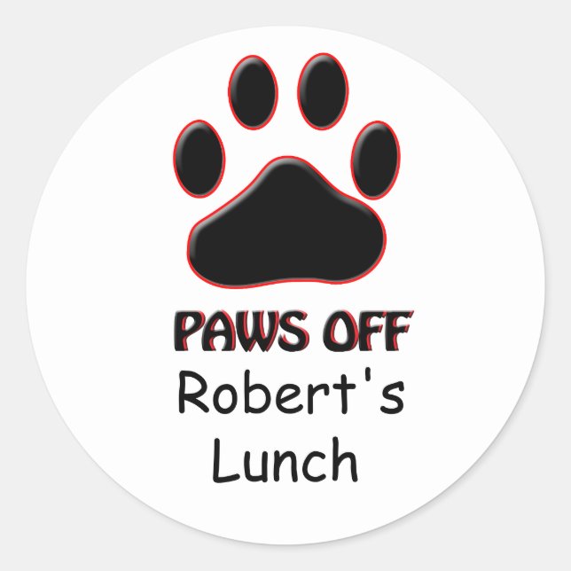 Funny Paws Off Lunch Bag Sticker (Vorderseite)