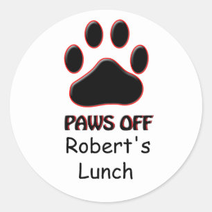 Funny Paws Off Lunch Bag Sticker