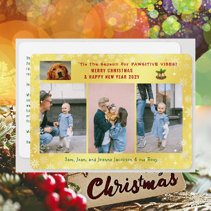 Funny Pawsitive Hunde Katze 4 Fotos Minimalistisch Feiertagskarte