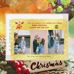 Funny Pawsitive Rudolph Minimalistisch Elegant 3 F Feiertagskarte