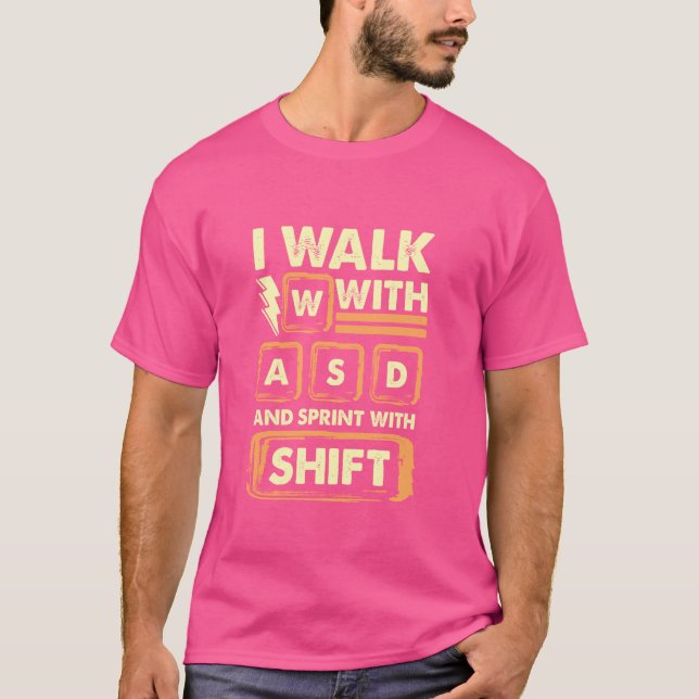 Funny PC Gaming Lover Computer Gamer Keyboard Keys T-Shirt (Vorderseite)