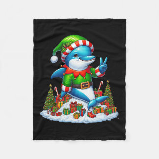 Funny Peace Hand Dolphin Elf Weihnachten Frauen Mä Fleecedecke