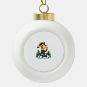 Funny Peace Hand Giraffe Elf Weihnachtsfrauen Männ Keramik Kugel-Ornament