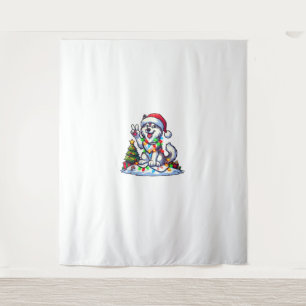Funny Peace Hand Husky Weihnachtsleuchten Frauen M Wandteppich