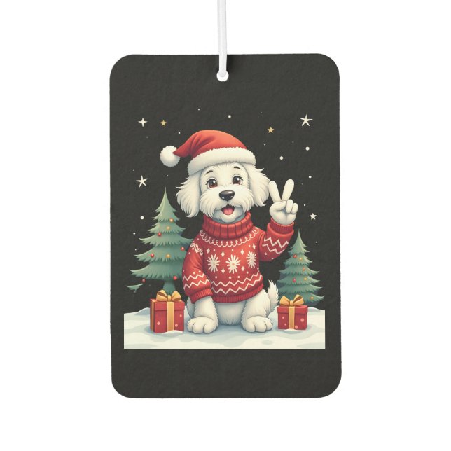 Funny Peace Hand Maltese Christmas Lights Womens M Autolufterfrischer (Vorderseite)