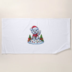 Funny Peace Hand Malteser Weihnachtsleuchten Fraue Strandtuch