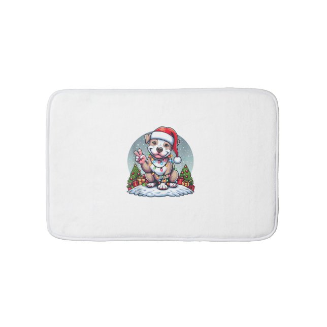 Funny Peace Hand Pitbuls Weihnachtsbeleuchtung Fra Badematte (Vorderseite)