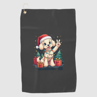 Funny Peace Hand Poodle Christmas Lights Womens Me Golfhandtuch