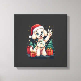 Funny Peace Hand Poodle Christmas Lights Womens Me Leinwanddruck