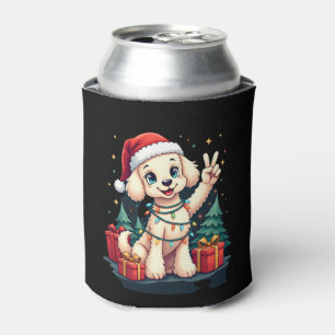 Funny Peace Hand Poodle Weihnachtsleuchten Weibche Dosenkühler