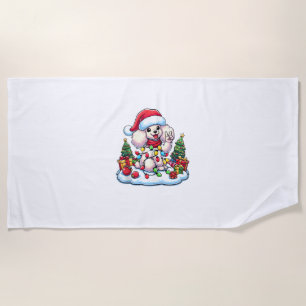 Funny Peace Hand Poodle Weihnachtsleuchten Weibche Strandtuch