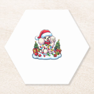 Funny Peace Hand Poodle Weihnachtsleuchten Weibche Untersetzer
