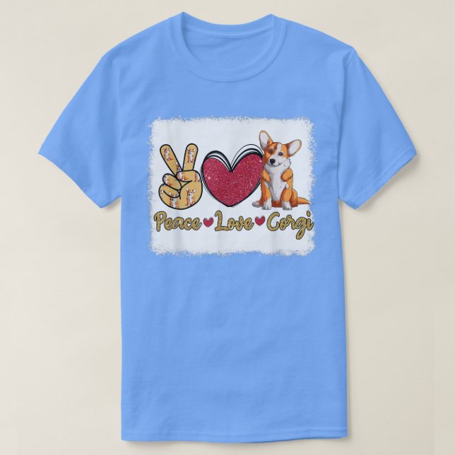 Funny Peace Liebe Corgi Dog Lover Eigentümer geble T-Shirt (Design vorne)